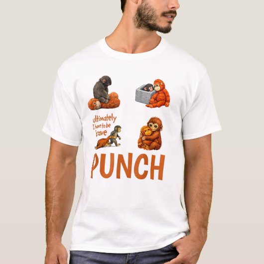 T-shirt Funny Baby Monkey Punch Cute Primate Humor (Devant)
