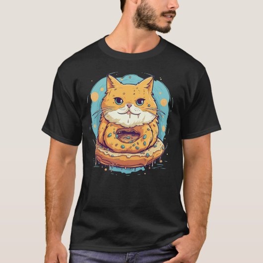 T-shirt Funny Bagel Cat Face Costume (Devant)