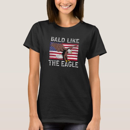 T-shirt Funny Bald Like the Eagle USA Flag Premium (Devant)