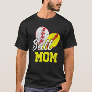 T-shirt Funny Ball Maman Softball De Baseball Cadeaux Pour