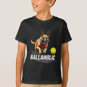 T-shirt Funny Ballaholic Belgian Shepherd Dog Chasing Mali (Devant)