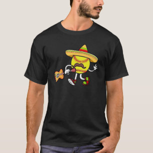 T-shirt Funny balle mexicaine softball Sombrero Guitar Cin