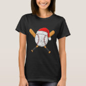 T-shirt Funny Baseball Ball Santa Hat Xmas Pajamas Players (Devant)