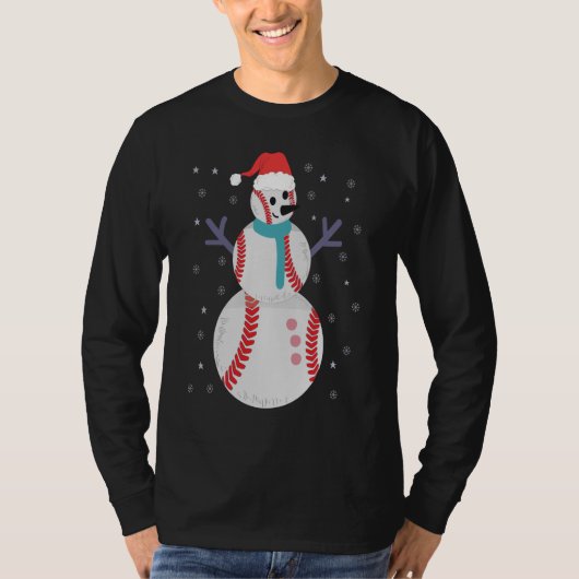T-shirt Funny Baseball Snowman Christmas New Year Gift (Devant)