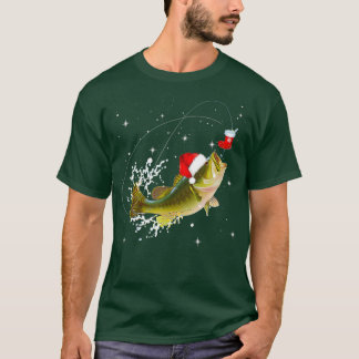 T-shirt Funny Bass Fishing Santa Hat Christmas Pajama