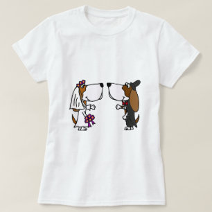 T-shirt Funny Basset Hound Bride et Groom Mariage Art