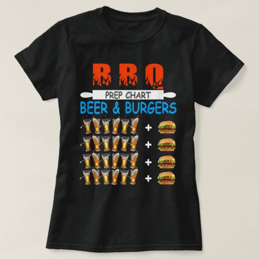 T-shirt Funny BBQ Beer to Burger Ratio Conversion Prep Cha (Design devant)