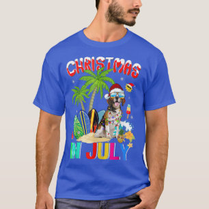 T-shirt Funny Beagles in Santa Hat Sunglasses Christmas In