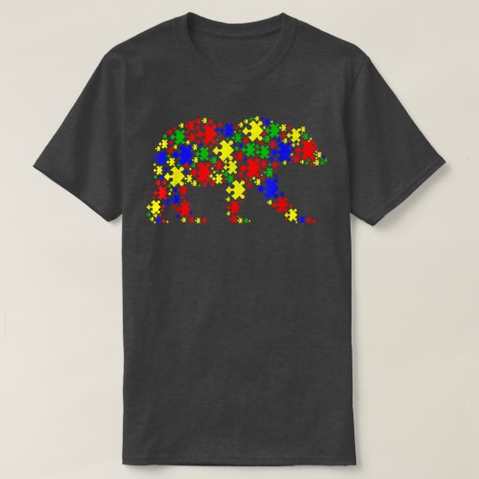 T-shirt Funny Bear Puzzle Animaux Sensibilisation sur l'au (Design devant)