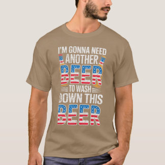T-shirt Funny Beer Drinking USA Flag 4th of July Retro Men