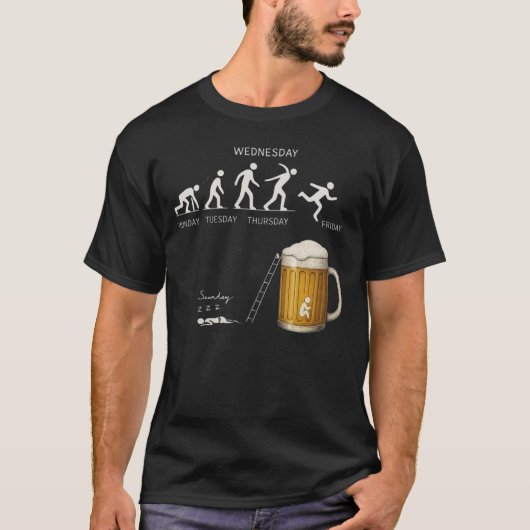 T-shirt Funny Beer Evolution Workweek Drinking Humor  (Devant)