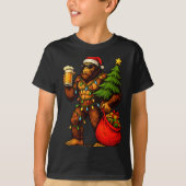 T-shirt Funny Big Foot Santa Hat Drink Christmas Tree Xmas (Devant)