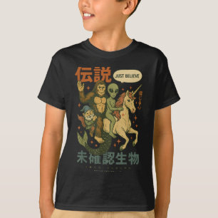 T-shirt Funny Bigfoot Alien Unicorn Art japonais Mythique