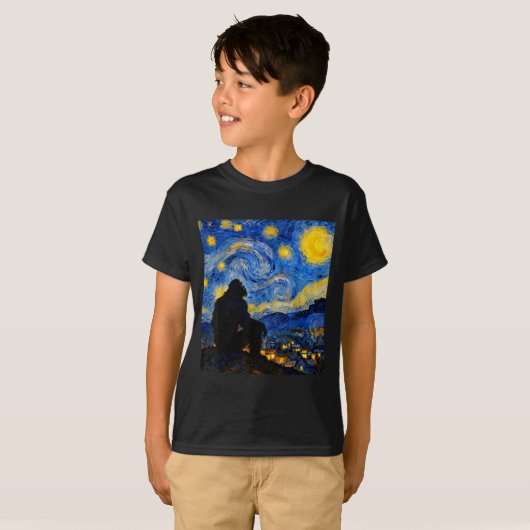 T-shirt Funny Bigfoot Graphic Van Gogh Style Sasquatch Sta (Devant entier)