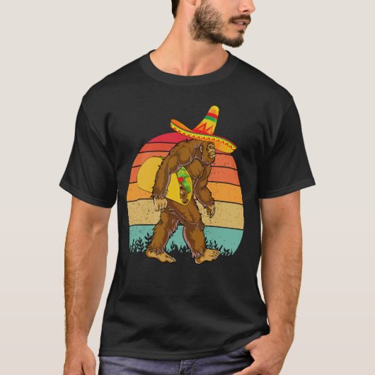 T-shirt Funny Bigfoot marcher avec le gros Taco (Devant)