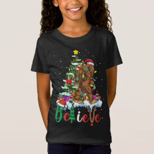 T-Shirt Funny Bigfoot sapin de Noël Lumières Noël Sasquatc