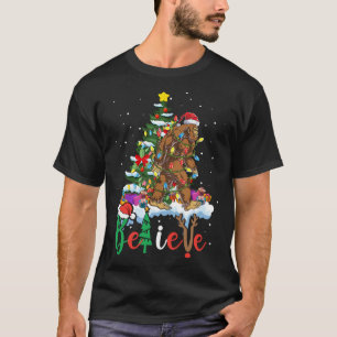 T-shirt Funny Bigfoot sapin de Noël Lumières Noël Sasquatc