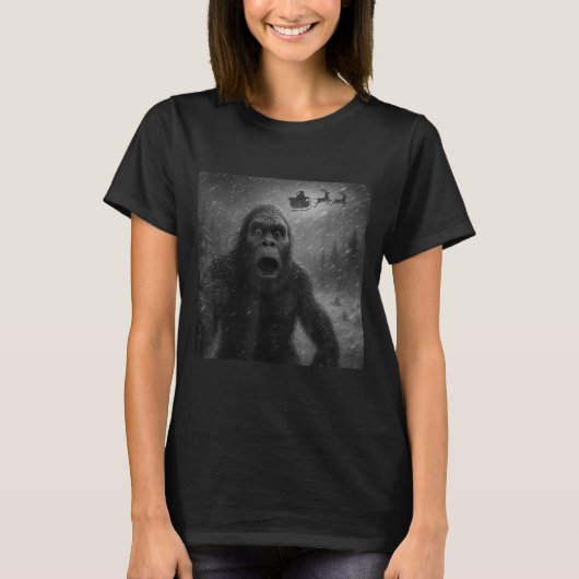 T-shirt Funny Bigfoot Sasquatch Selfie Santa Claus Xmas Ch (Devant)