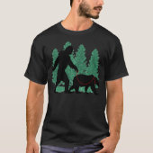 T-shirt Funny Bigfoot Walking A Grizzly Bear Wild Animal L (Devant)