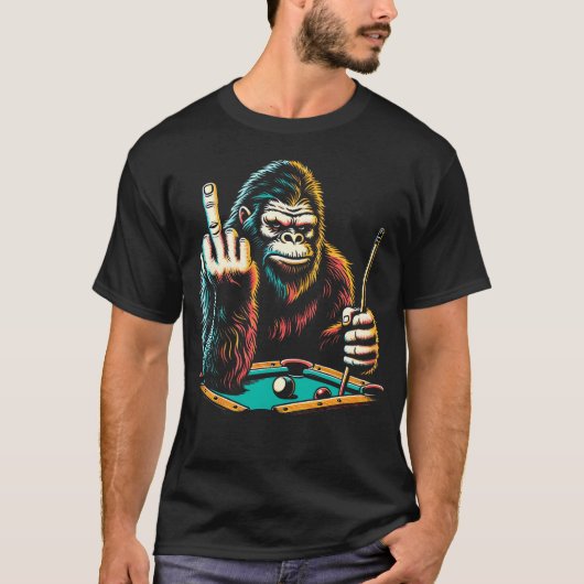 T-shirt Funny Billiards Pool Player Retro Bigfoot Sasquatc (Devant)