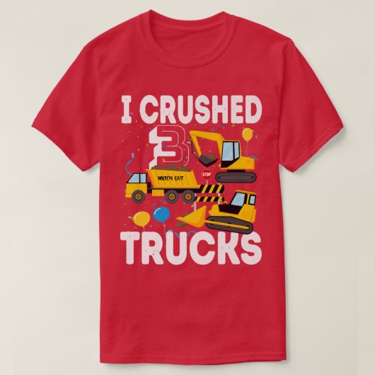 T-shirt Funny Birthday Boy 3 Party Balloons Construction T (Design devant)