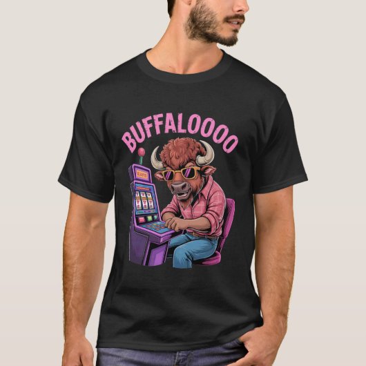 T-shirt Funny Bison Slot Machine Player Retro Buffalooo Ca (Devant)
