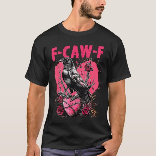 T-shirt Funny Black Bird F-caw-f Anti Valentines Day Singl (Devant)