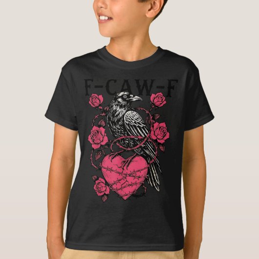 T-shirt Funny Black Bird F-caw-f Anti Valentines Day Singl (Devant)