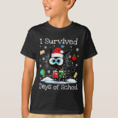 T-shirt Funny Black Cat Christmas I Survived 67 Days Of Sc (Devant)