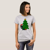 T-shirt Funny Black Cat Christmas Tree Lights Kitty Xmas (Devant entier)
