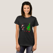 T-shirt Funny Black Cat Pushing Christmas Tree Over Cat Wh (Devant entier)