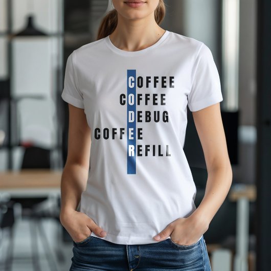 T-shirt Funny Blue Computer Programmer Café Débogage Rerem