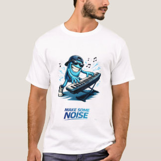 T-shirt Funny Blue Keyboard Player Character Music 