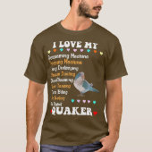 T-shirt Funny Blue Quaker Shirt I Love Quaker Parrot (Devant)