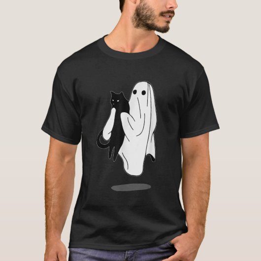 T-shirt Funny Boo Ghost Holding Black Cat Halloween Éffray (Devant)