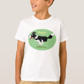 T-shirt Funny Border Collie chien en course dessin animé (Devant)