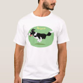T-shirt Funny Border Collie chien en course dessin animé (Devant)