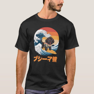 T-shirt Funny Bordoodle japonais Kanagawa Wave Chien