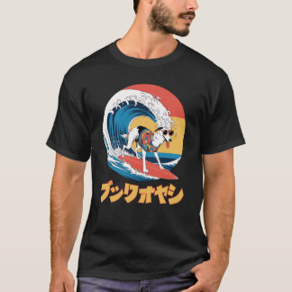 T-shirt Funny Borzoi Japonais Kanagawa Wave Chien