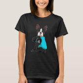 T-shirt Funny Boston Terrier I Love Maman Vêtements Chien (Devant)