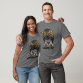 T-shirt Funny Boxer Maman Leopard Messy Bun Boxer Lover Mo (Unisexe)