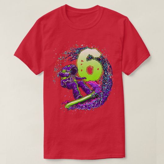 T-shirt Funny Boy 6e anniversaire astronaute surfe spatial (Design devant)