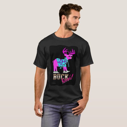 T-shirt Funny Buck Ouais Neon Reindeer (Devant entier)