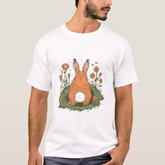 T-shirt Funny Bunny Butt Easter Garden Illustration
