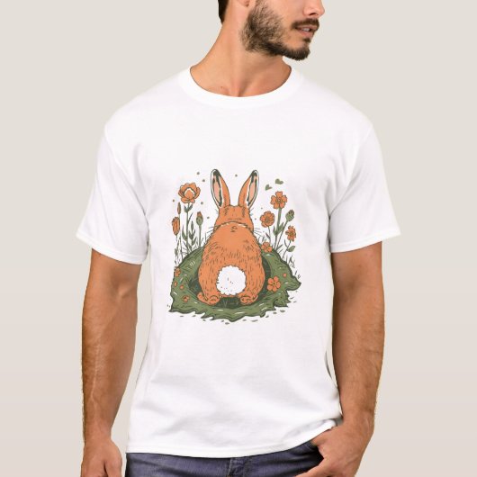 T-shirt Funny Bunny Butt Easter Garden Illustration (Devant)