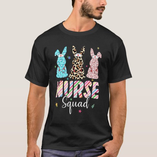 T-shirt Funny Bunny Nurse Squad Easter Leopard Rabbit Nurs (Devant)