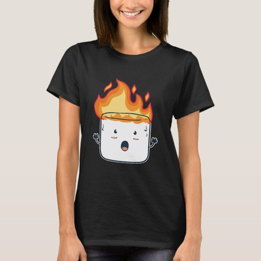 T-shirt Funny Burning Marshmallow Cadeau de camping pour C (Devant)