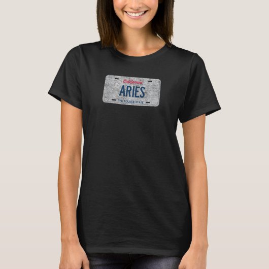 T-shirt Funny Ca State Vanity License Plate Aries (Devant)