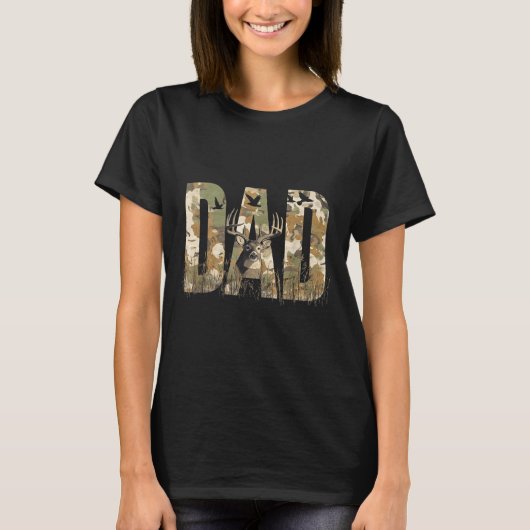 T-shirt Funny Camo Dad Hunting Camouflage Deer Father's Da (Devant)