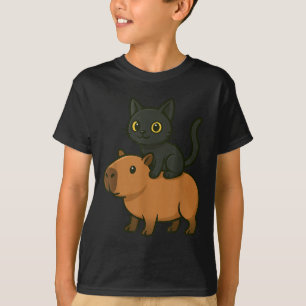 T-shirt Funny Capybara Black Chat Amoureux des animaux Mam